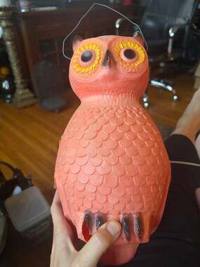 Owl RARE hangs LIGHTS UP blowmold UNION Halloween orange